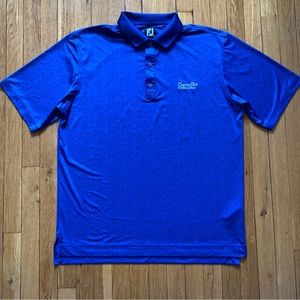 Footjoy Men's Performance Golf Polo Shirt Blue Black Floral Print Size L Hilton
